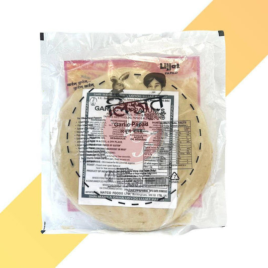 Garlic Poppadums - Lijjat - 200 g - Village Foods
