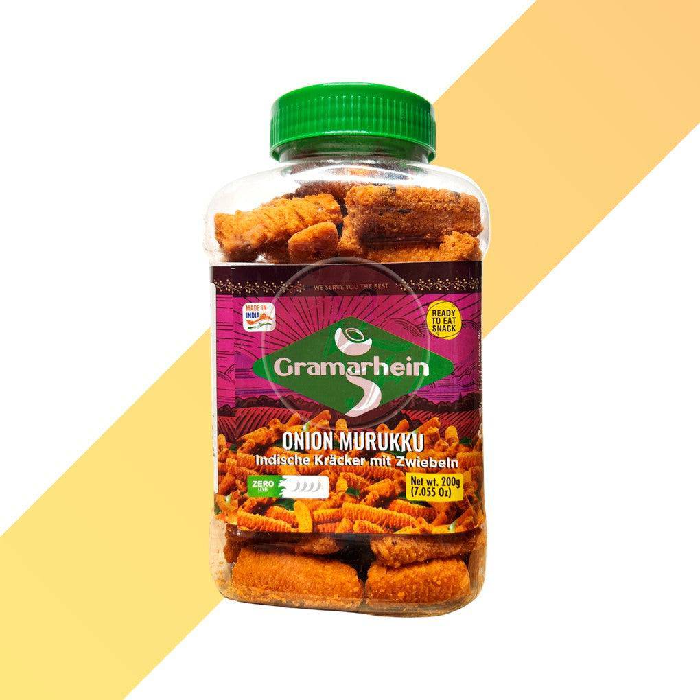 Indische Cracker mit Zwiebel - Onion Murukku - Gramarhein - 200 g | Snacks | Village Foods