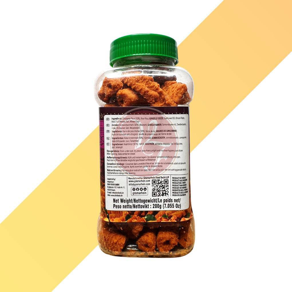 Indische Cracker mit Zwiebel - Onion Murukku - Gramarhein - 200 g | Snacks | Village Foods