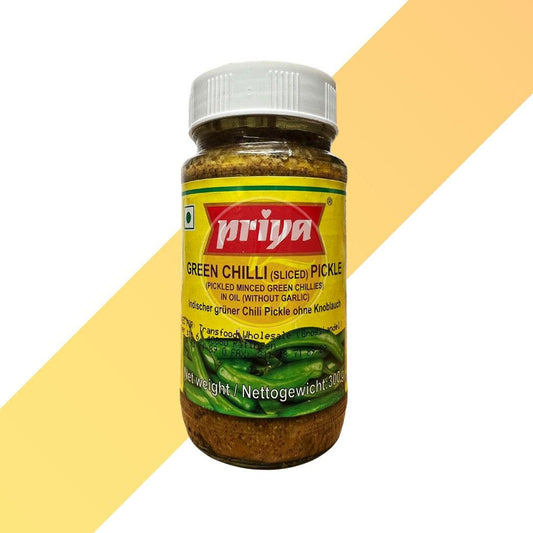 Indischer Grüner Chili Pickle ohne Knoblauch - Green Chilli Pickle - Priya - 300 g | Soßen & Pasten | Village Foods