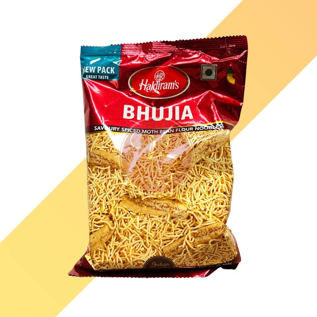 Pikant gewürzte Mattenbohnenmehldnudeln - Bhujia - Haldiram´s - 200 g | Snacks | Village Foods
