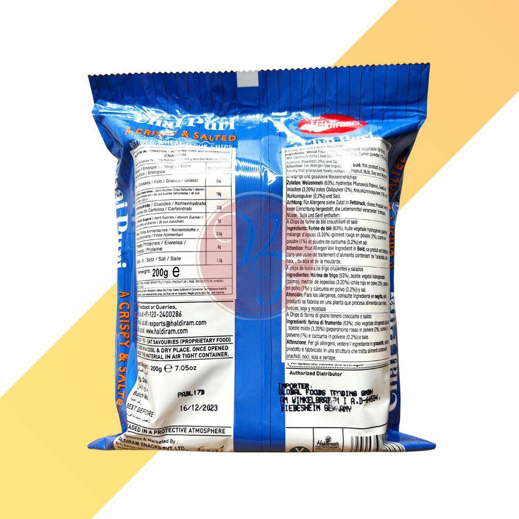 knusprige gesalzene Weizenmehlchips - Chai Puri - Haldiram´s - 200 g | Snacks | Village Foods